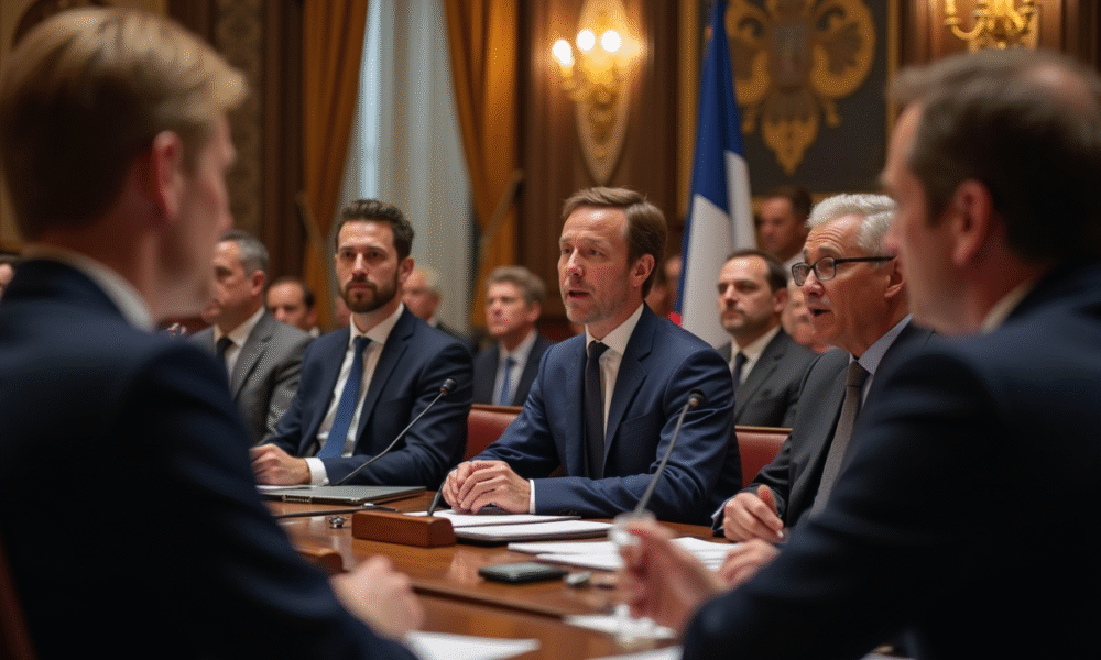Députés français en débat dans l'assemblée moderne