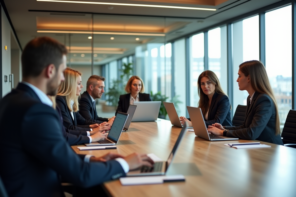 Groupe de professionnels belges en réunion de travail