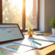 Espace de travail lumineux avec planners et tablette pour organiser