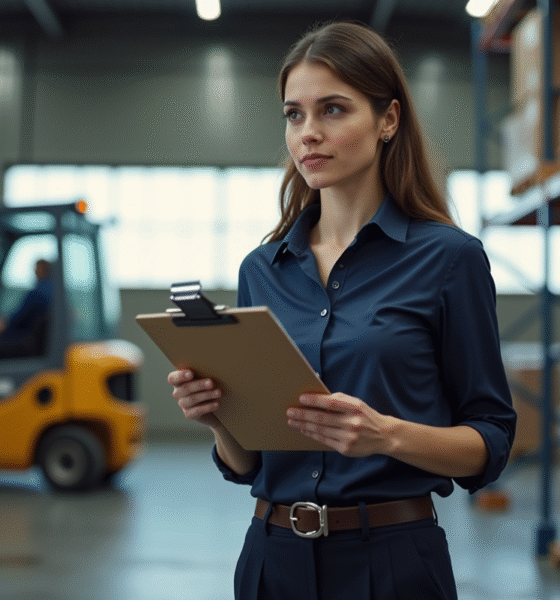 Femme professionnelle dans un entrepôt en réunion