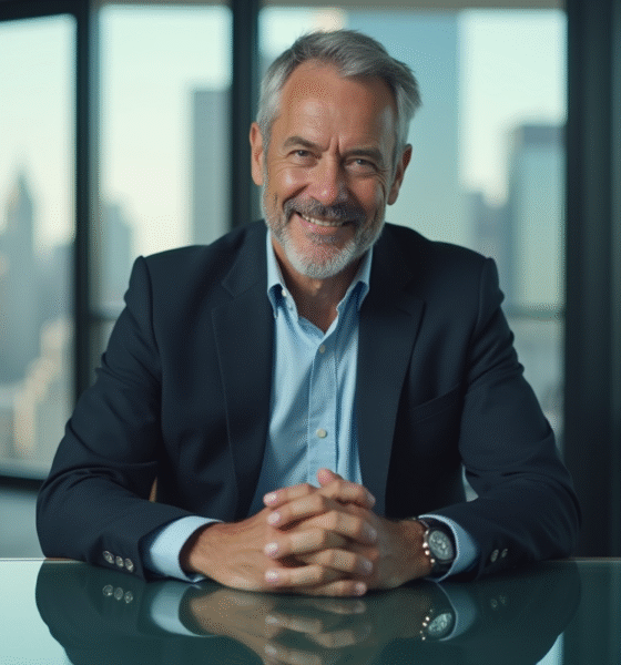 Homme d'affaires en costume dans un bureau moderne