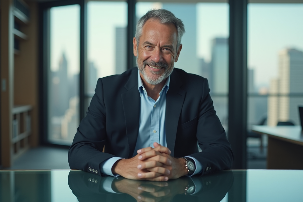 Homme d'affaires en costume dans un bureau moderne