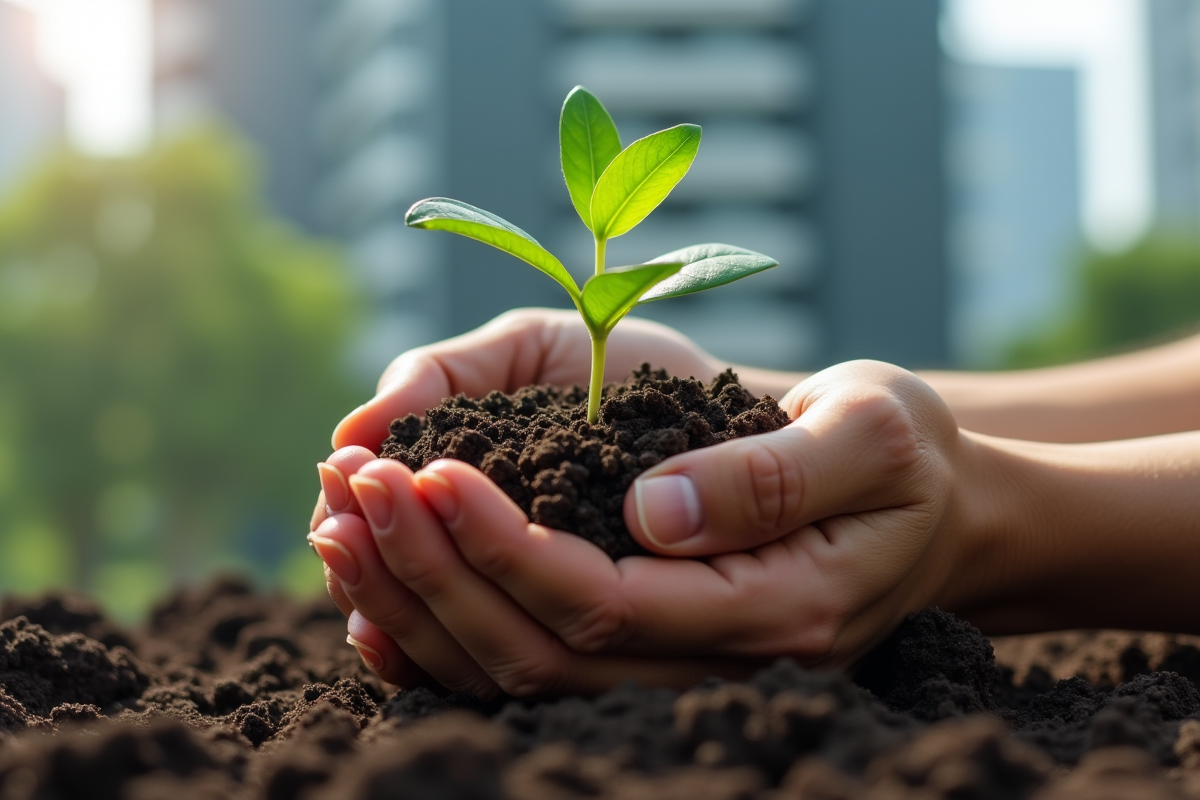 Mains tenant une jeune plante symbole de responsabilite environnementale