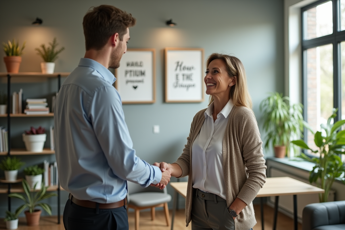 Manager femme serrant la main d