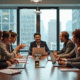 Groupe divers d'employes en reunion de travail