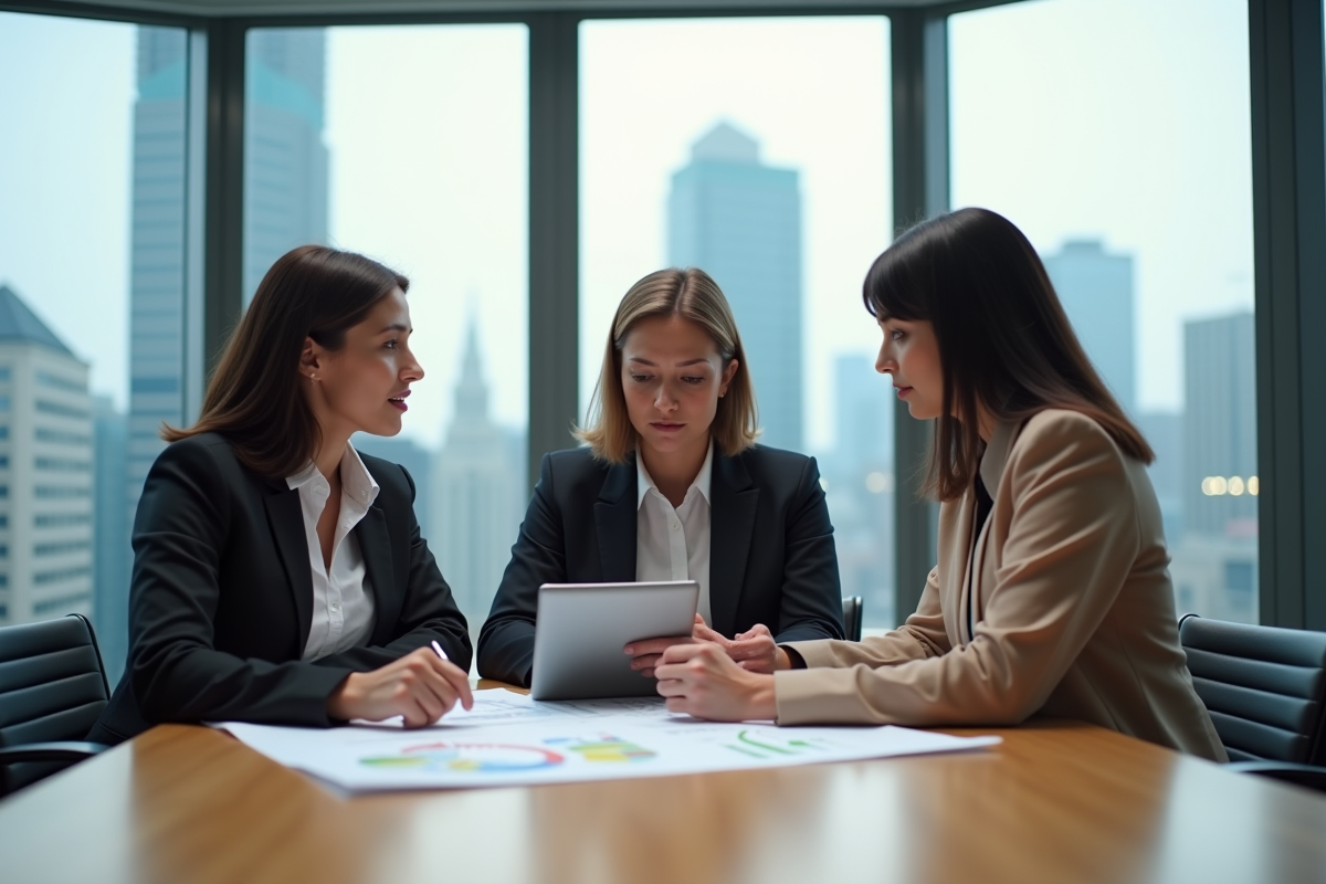 Groupe de femmes en réunion dans une salle de conférence moderne